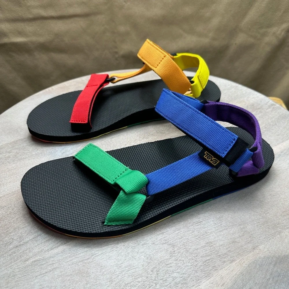 Teva Original Universal Pride Rainbow Sandals Mens 11 Multi-Color Strappy 3768